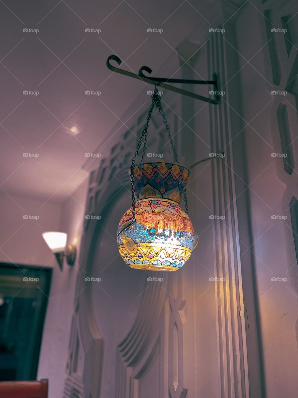 Turkish Moroccan Handmade Mosaic Glass Colorful Hanging Lamp Light Chandelier