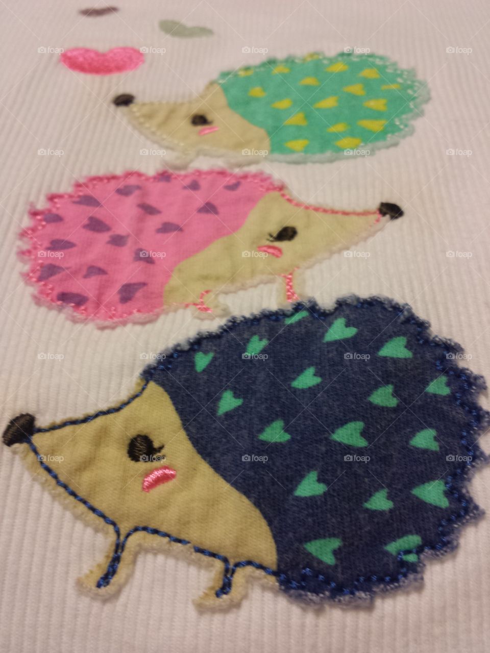Hedgehog design on fabric textile