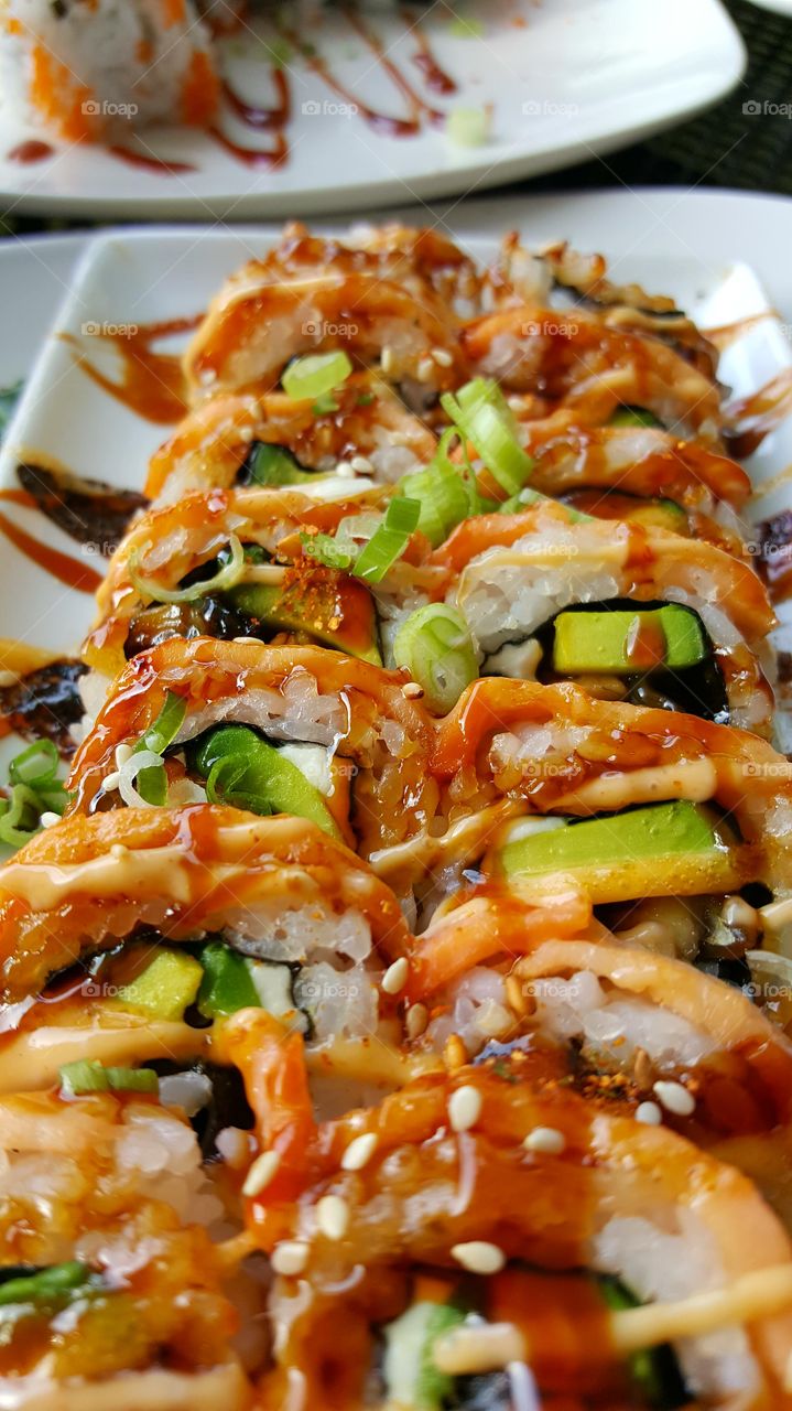 Close-up of sushi in plate