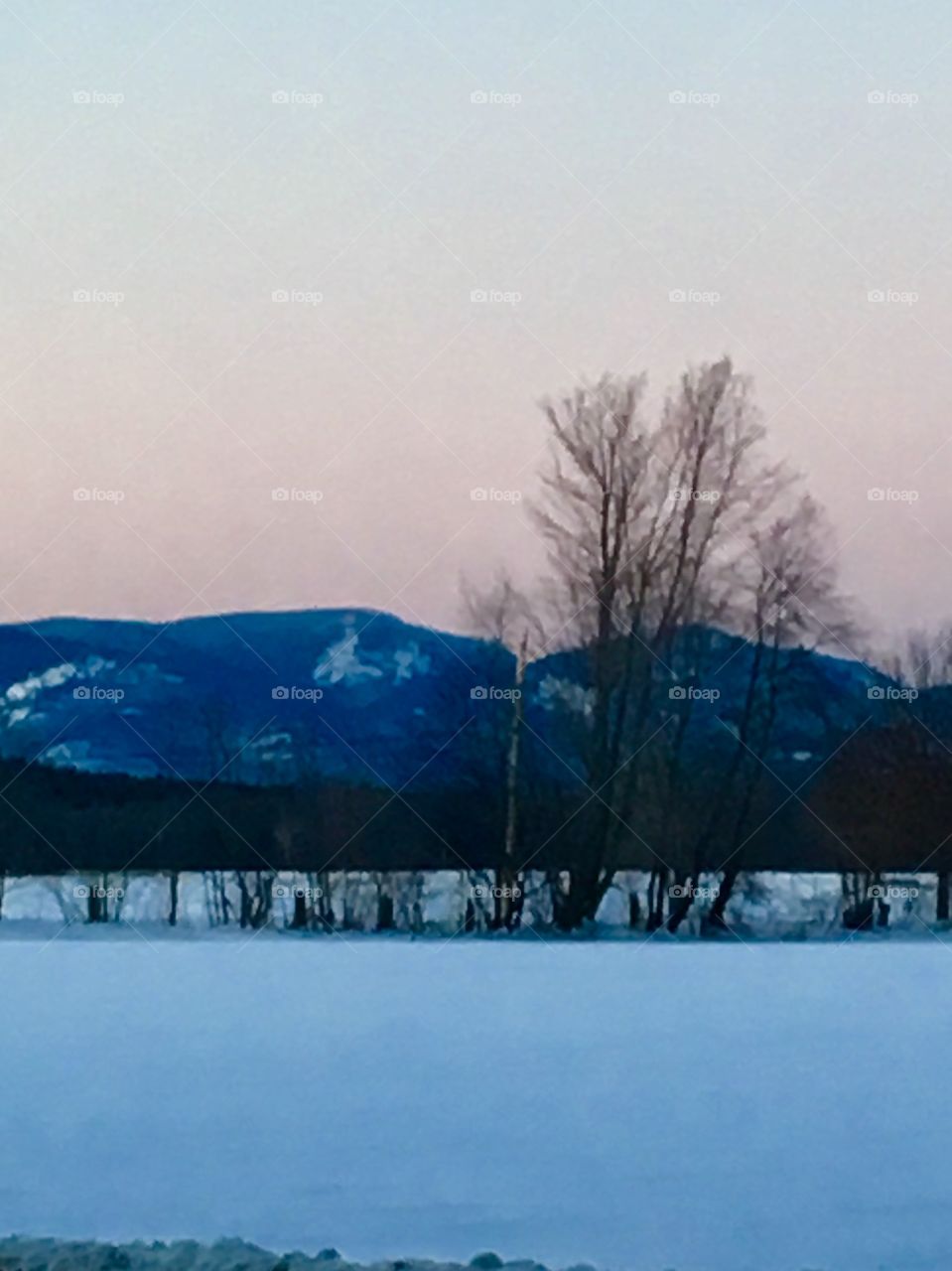 Winter morning mountains 