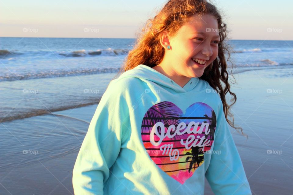 Smiling girl at beach