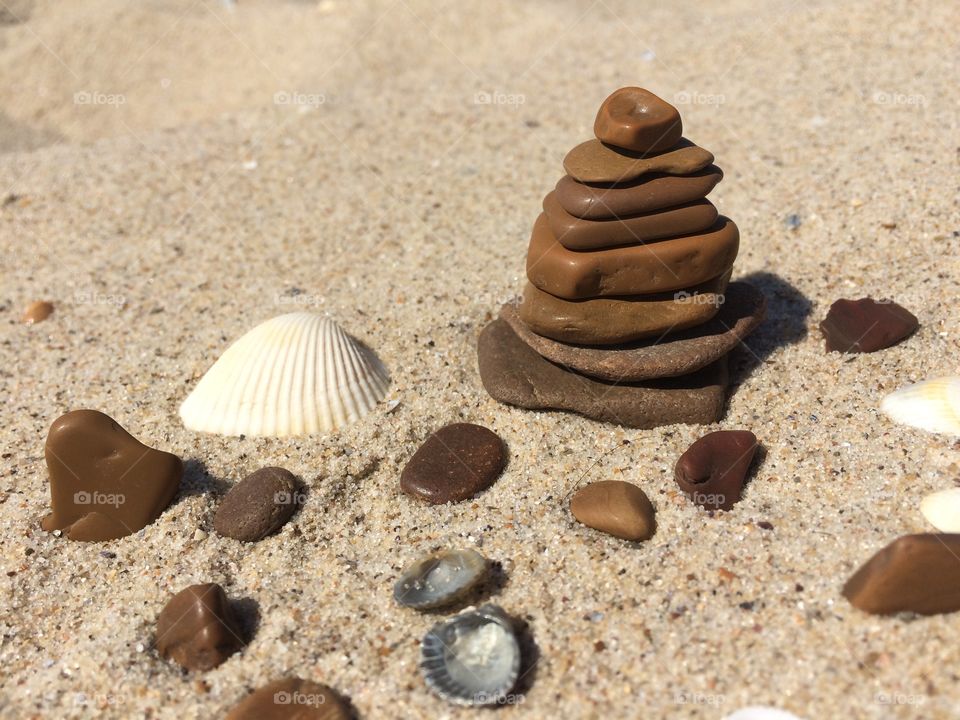 Stones zen on a sand