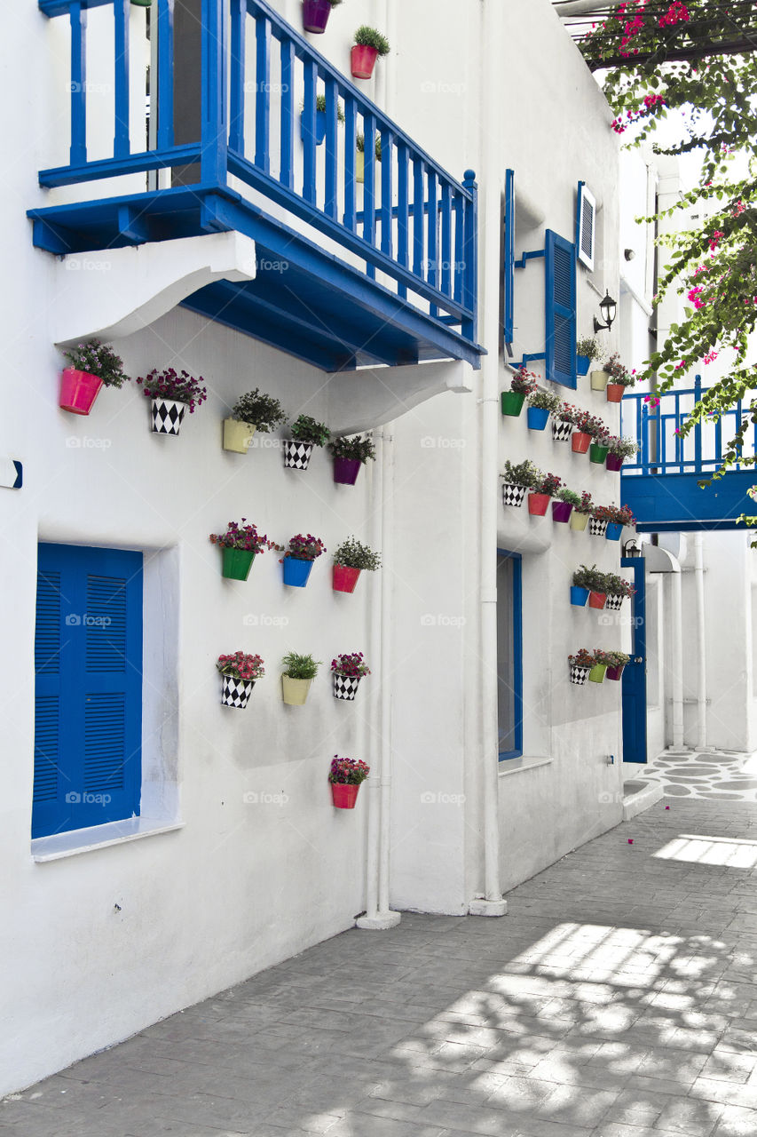 colorful streets of Santorini