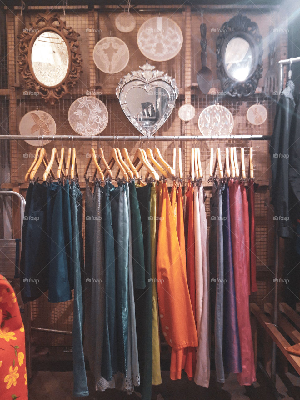 Colorful rack of clothes