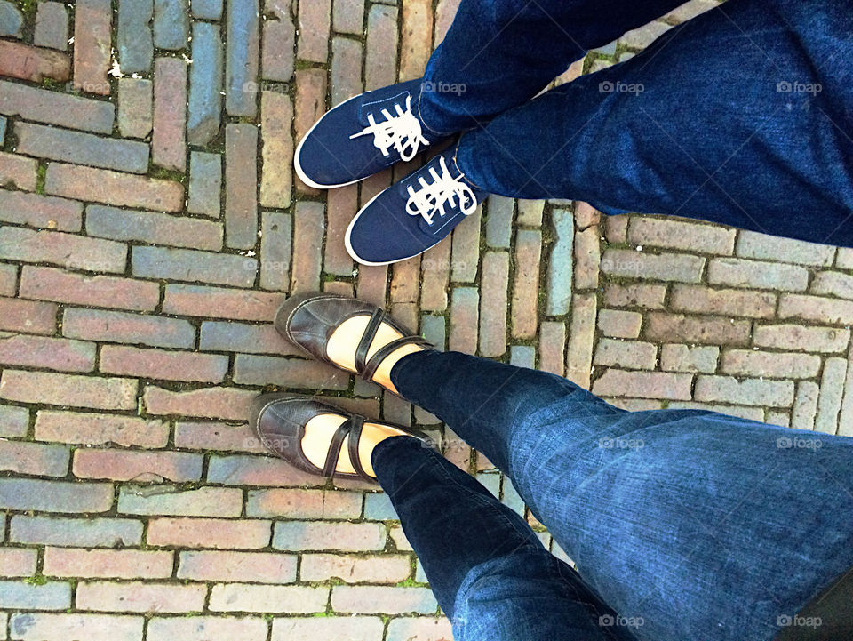 Standing with my friend on a street in Haarlem looking down 