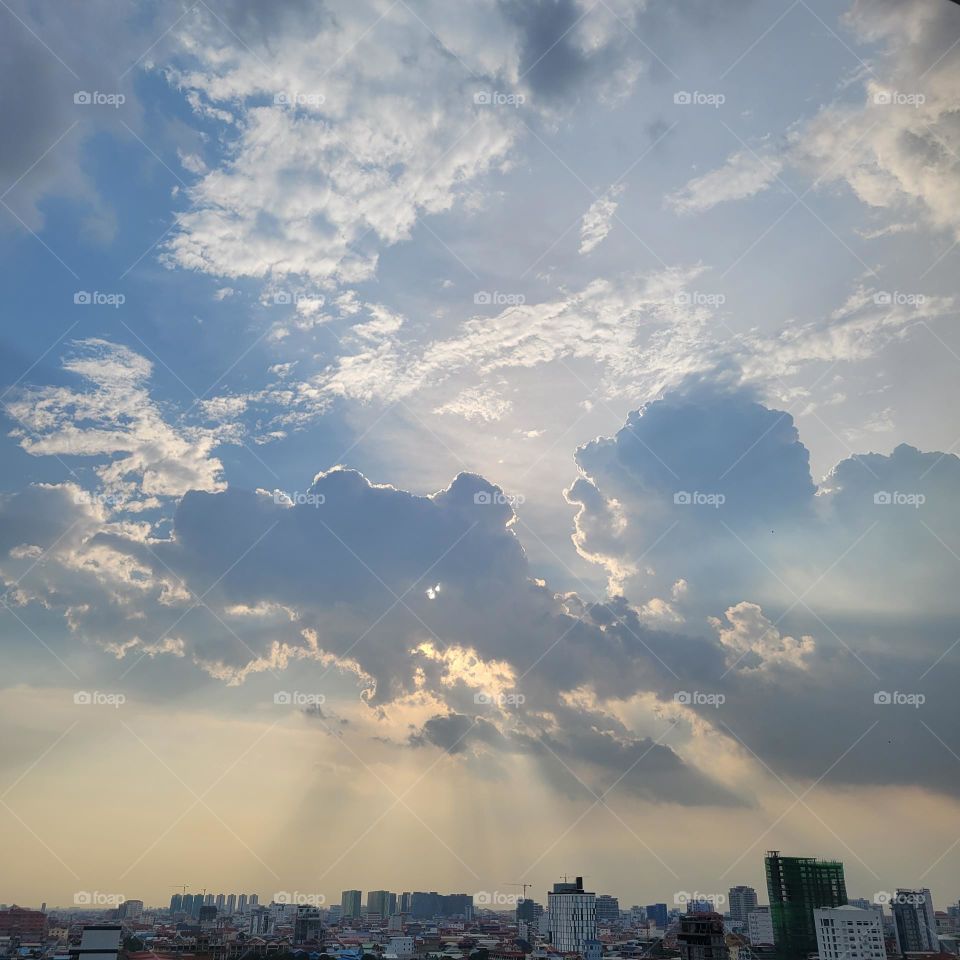 Watching the Clouds and Sunray, Phnom Penh Cambodia