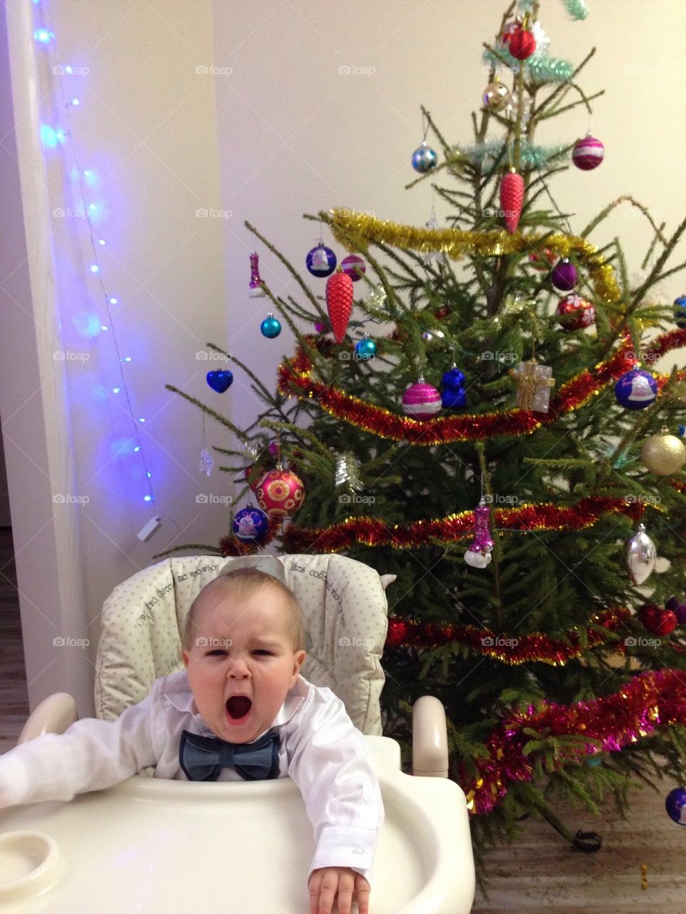 Christmas tree and baby