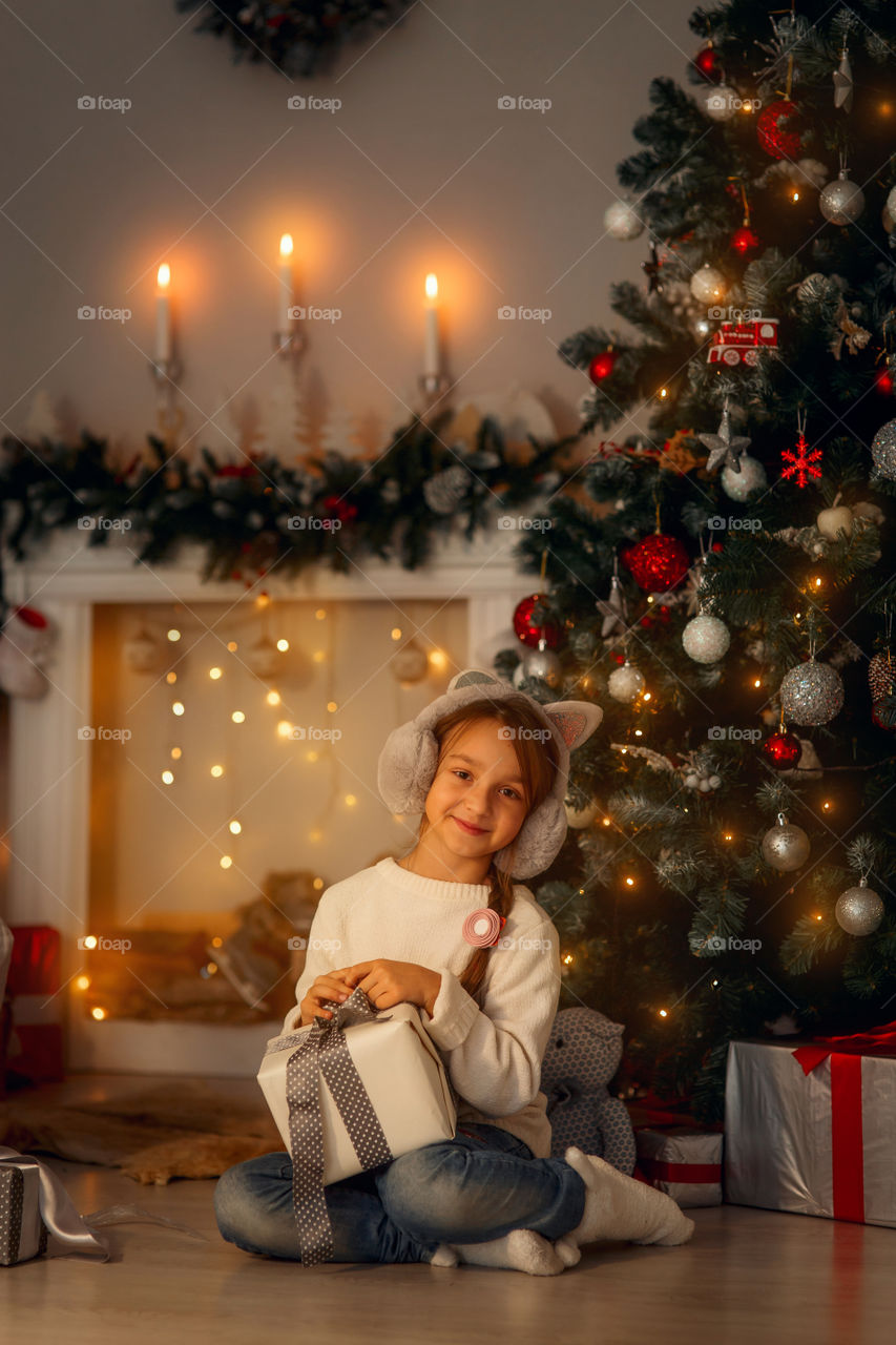 Cute little Girl  at Christmas Eve 