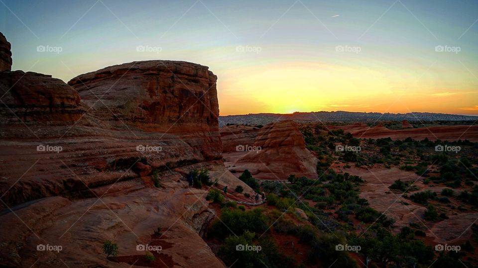 View of utah desert at sunset