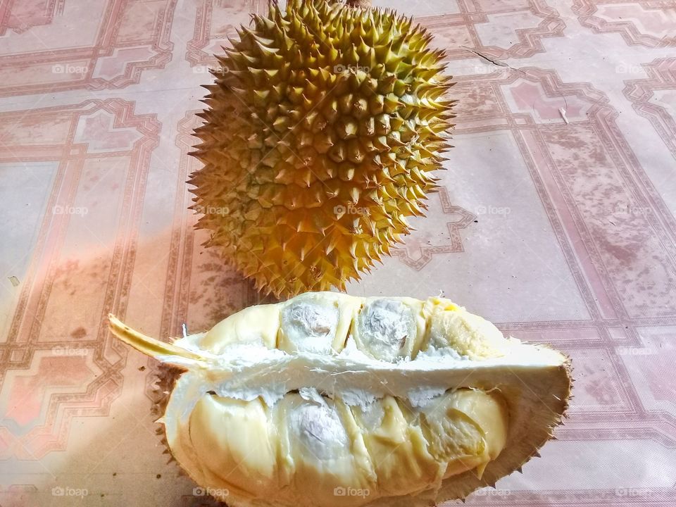 Indonesian local durian fruit with small fruit ,small seeds but thick flesh and sweet taste