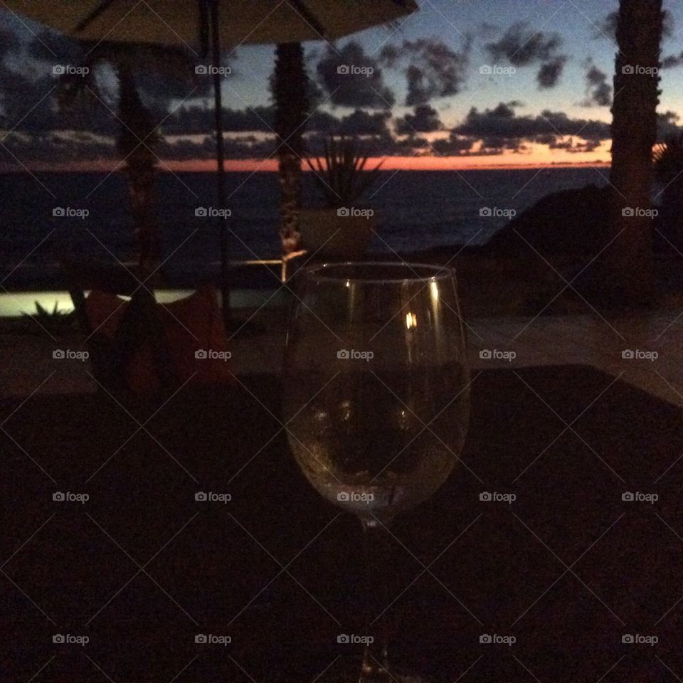 Wine and sunset 