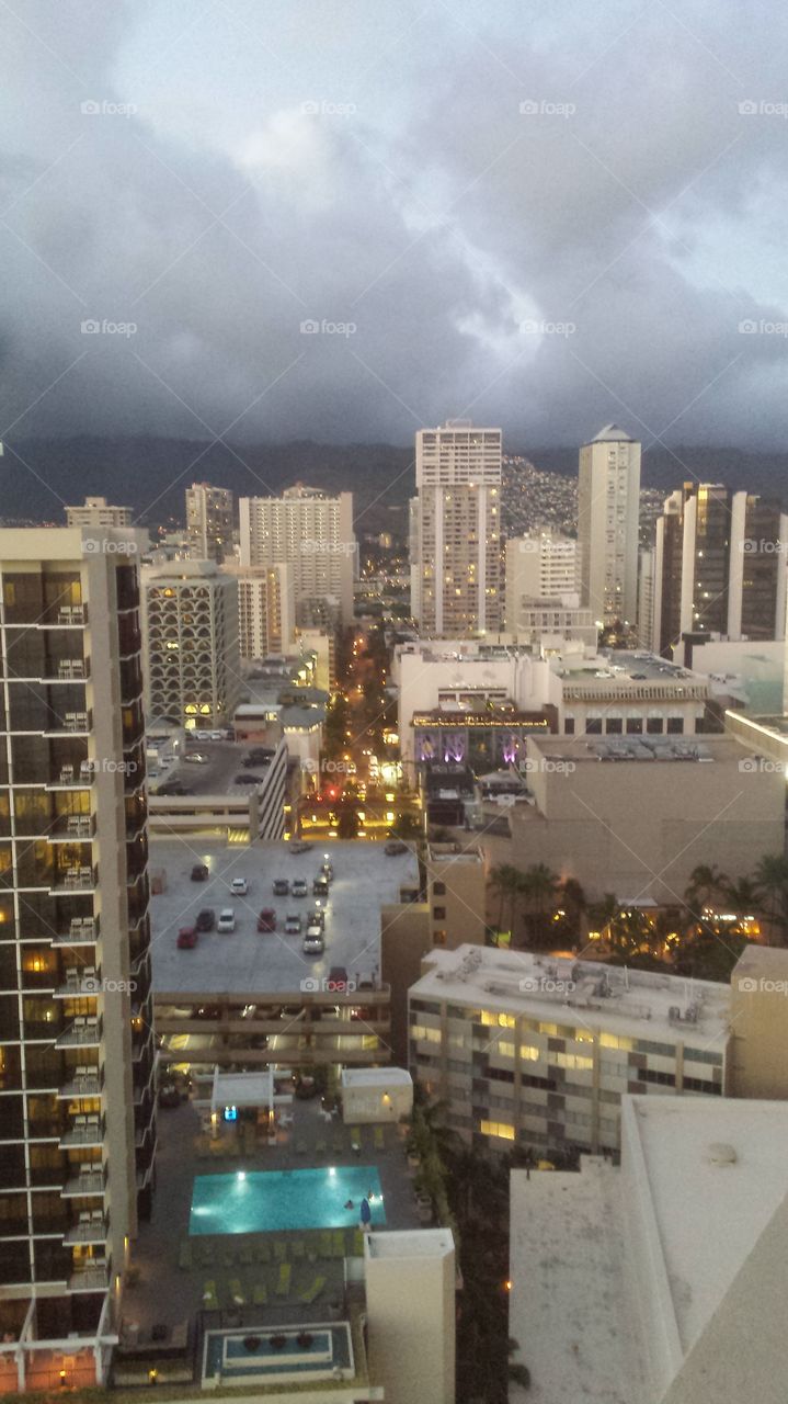 View of Honolulu from the 24th floor of the Sheraton Waikiki