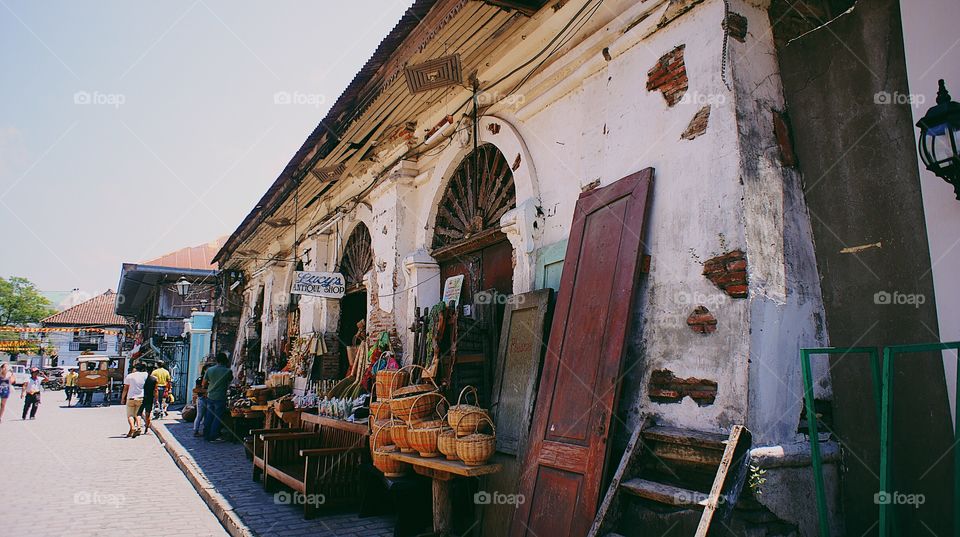 Old buildings turned into souvenir shops.