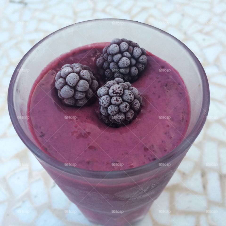 Blackberry smoothie. Smoothie from organic blackberries i picked in Sweden.