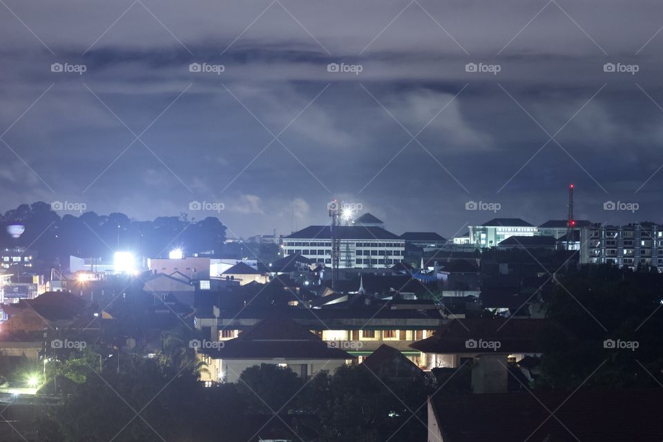 Yogyakarta Night landscape with natural moonlight 