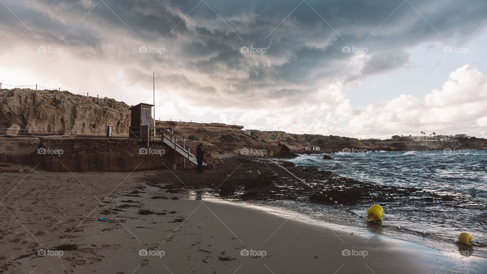 Storm cloud over beach