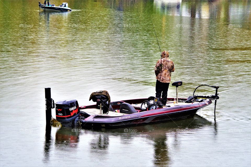 Fishing, Man Fishing On River