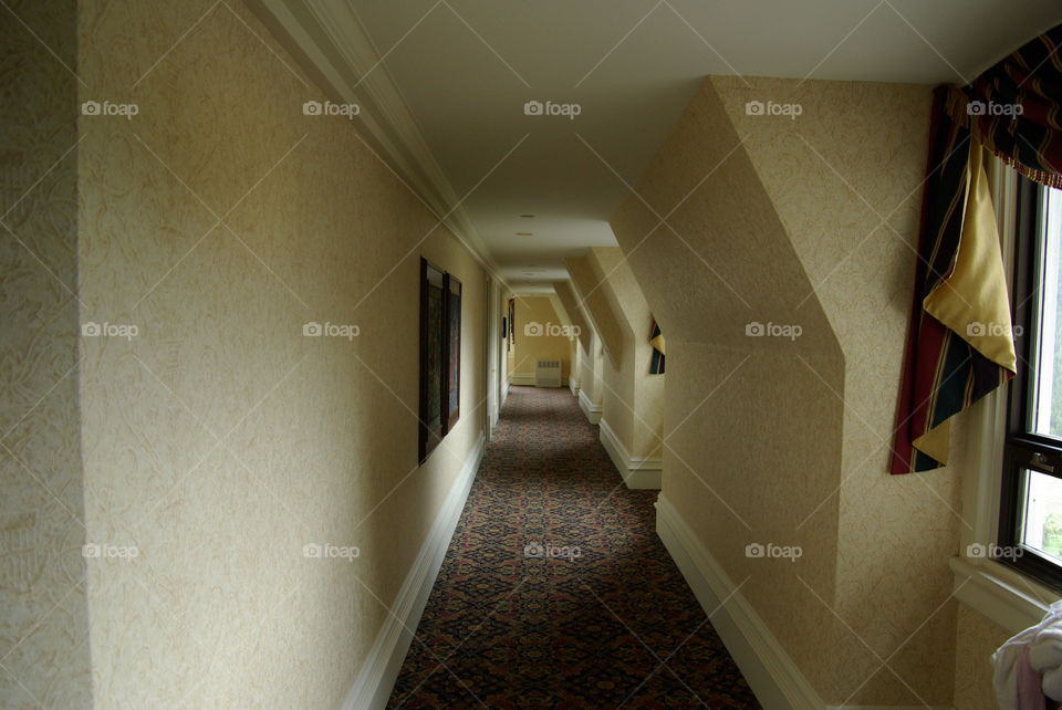 Hallway in the Banff Springs Hotel in Alberta Canada that has a known haunted room in it.