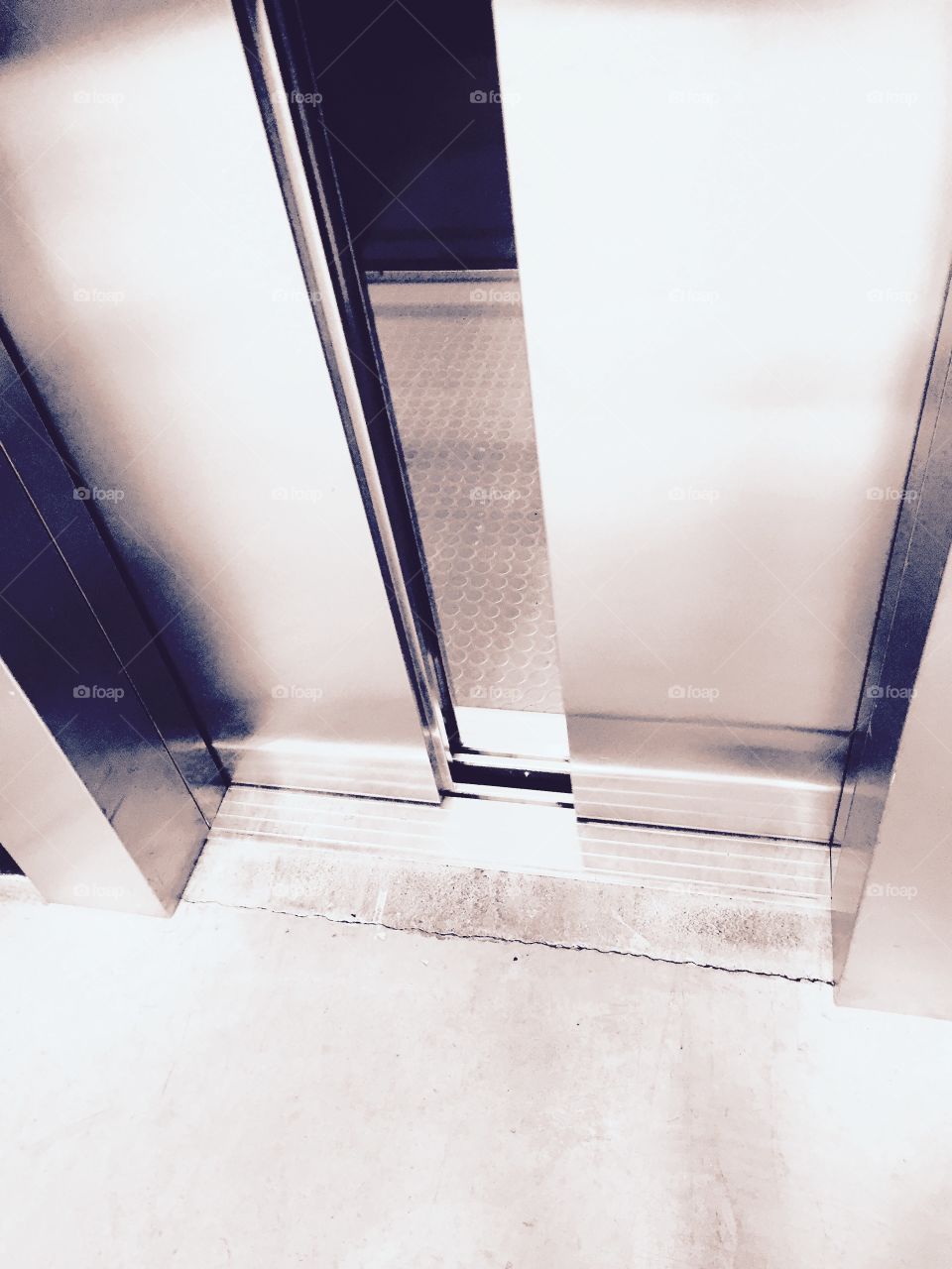 Lift ajar. Opening doors of a lift.