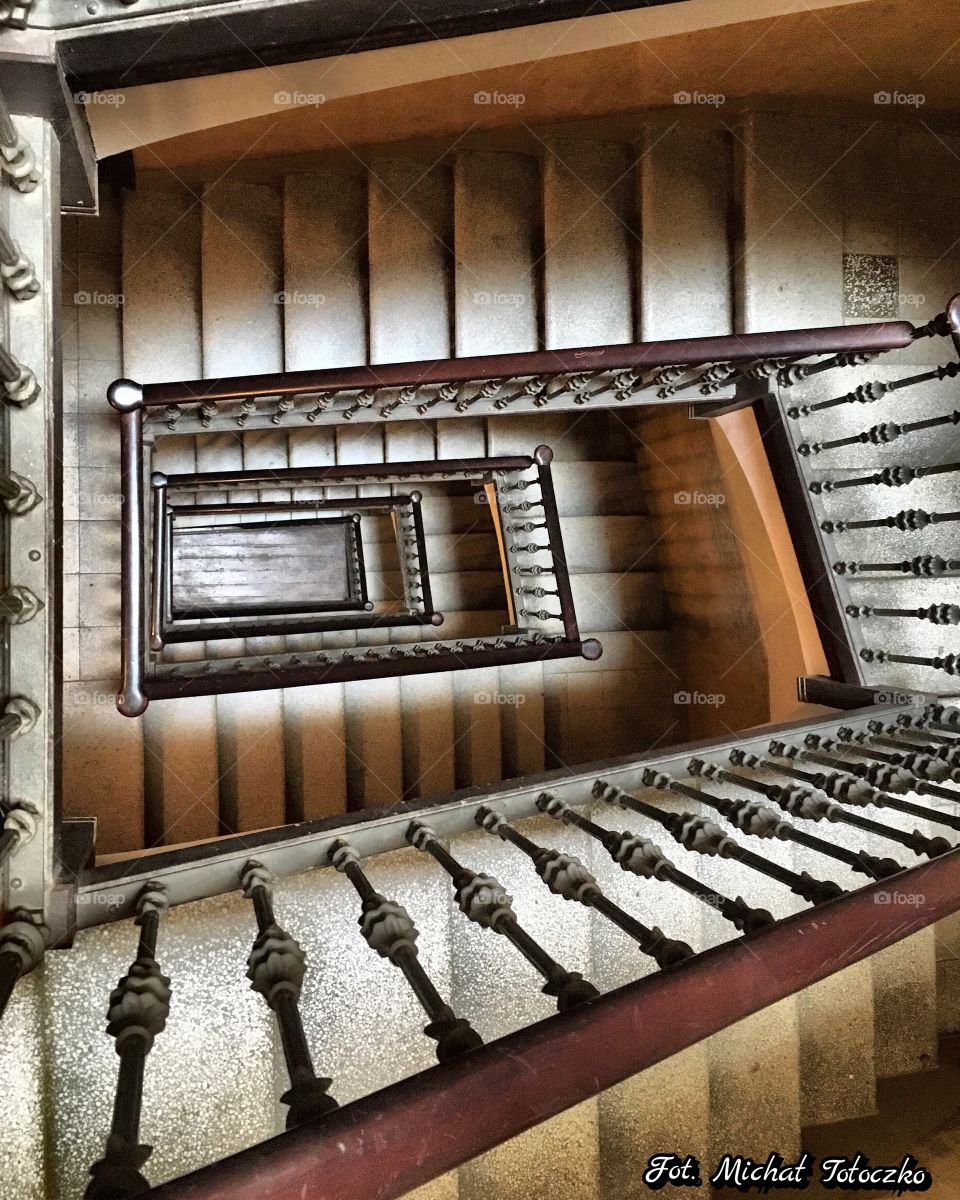 High angle view of modern staircase