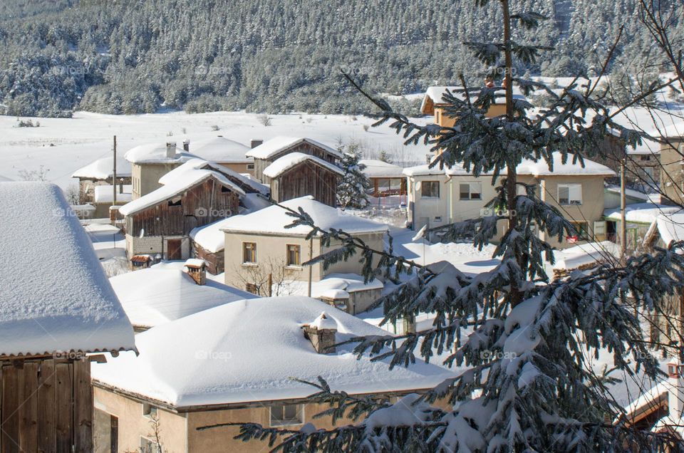 Winter landscape, Ravnogor Village, Bulgaria