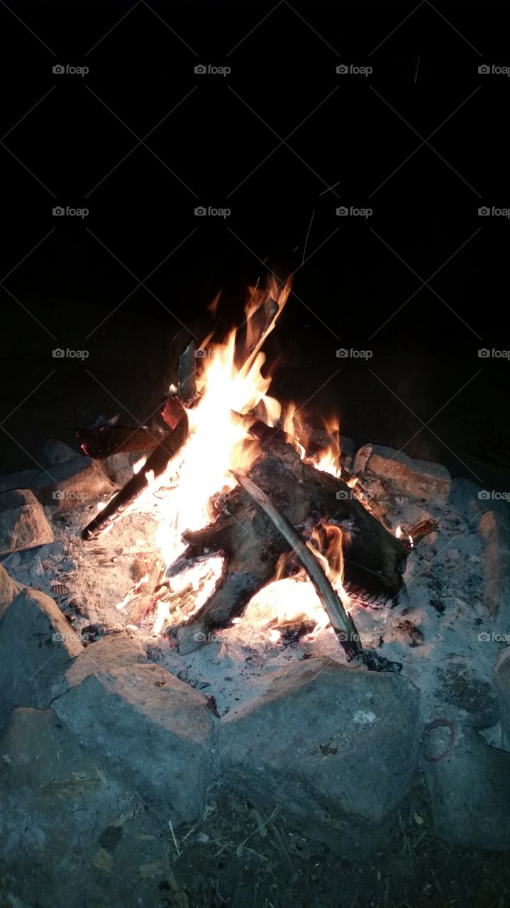 Campfire ablaze