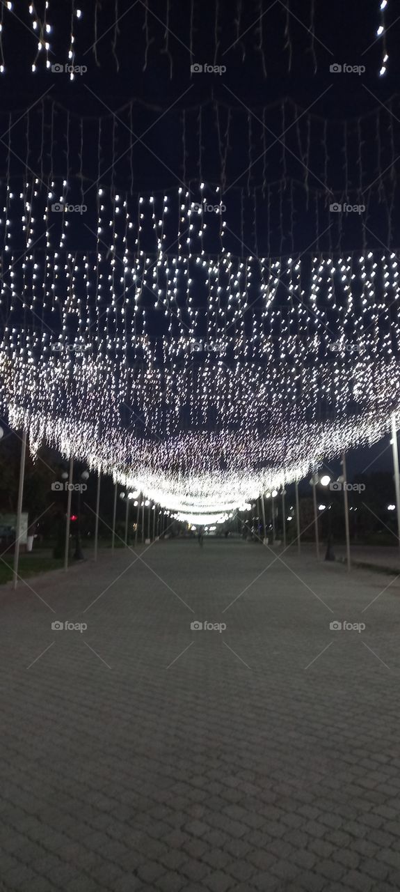 a night  walk under the lights