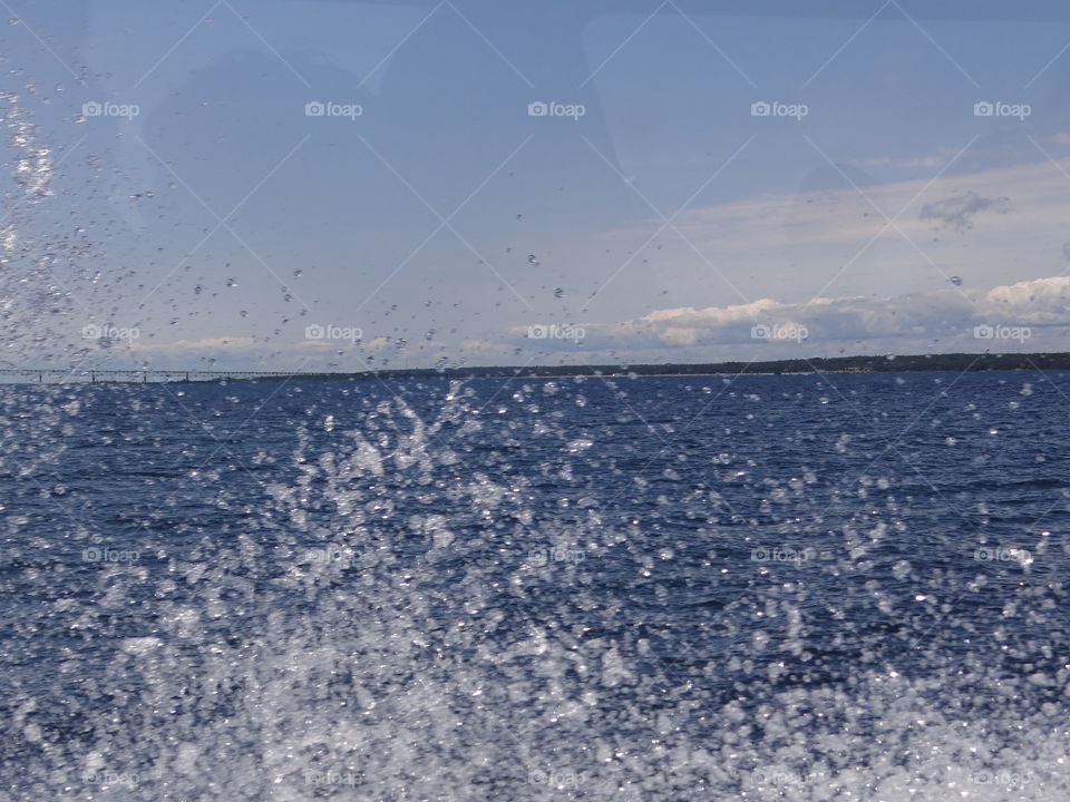 Splash. Water splashing as a ship sails through water
