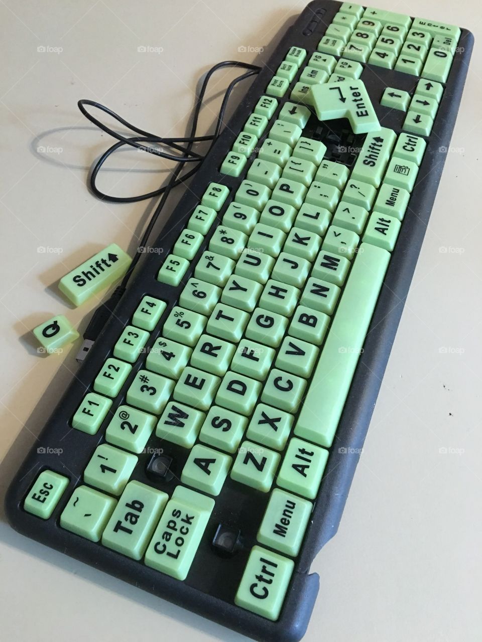 Broken Green Light Up Keyboard 