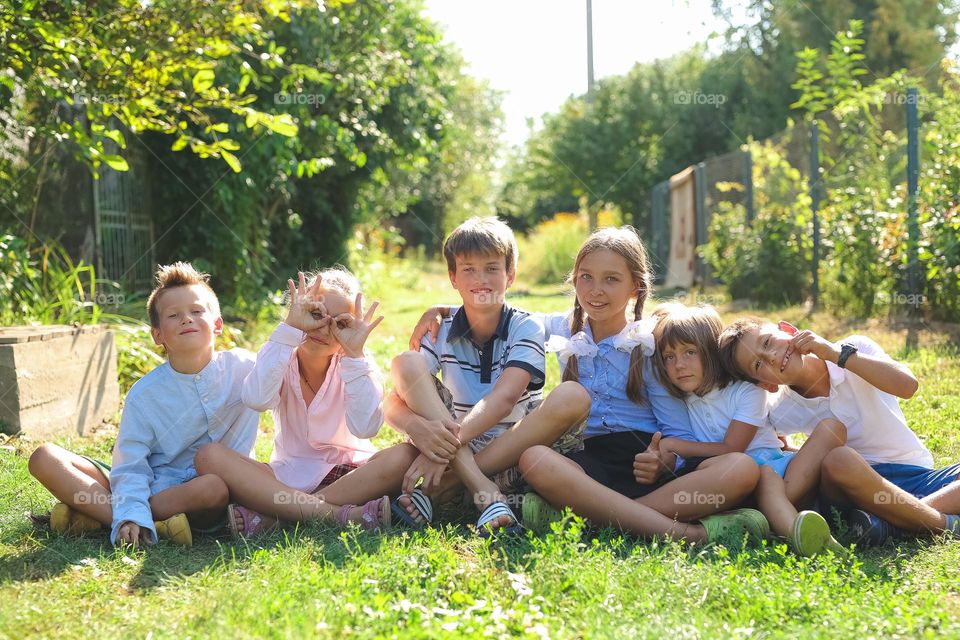 Youthful funny, happy kids play together 