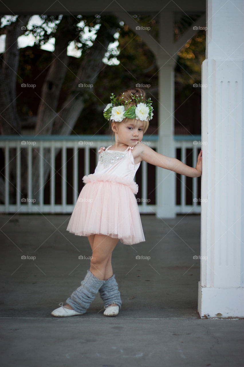 Ballerina . Girl dressed as a ballerina in a soft pink tutu 