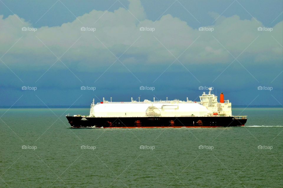 Ship passing through Malacca Straits