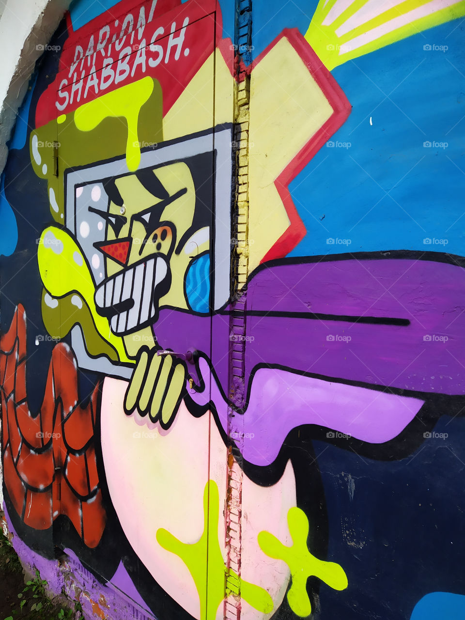 Graffiti with 3D effect.  Graffiti humor