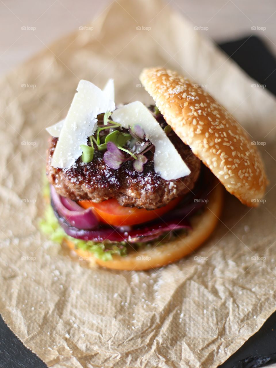 Close-up of of hamburger