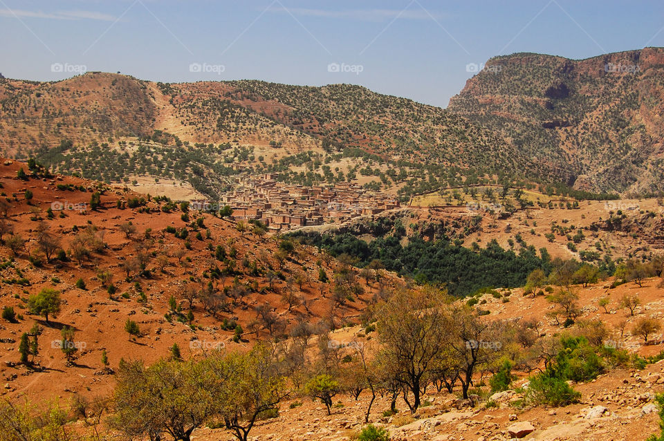 Ouzoud landscape. Hiking around the Ouzoud village