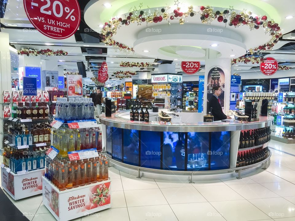 Liquor Store Tax Free at Gatwick Airport in London.