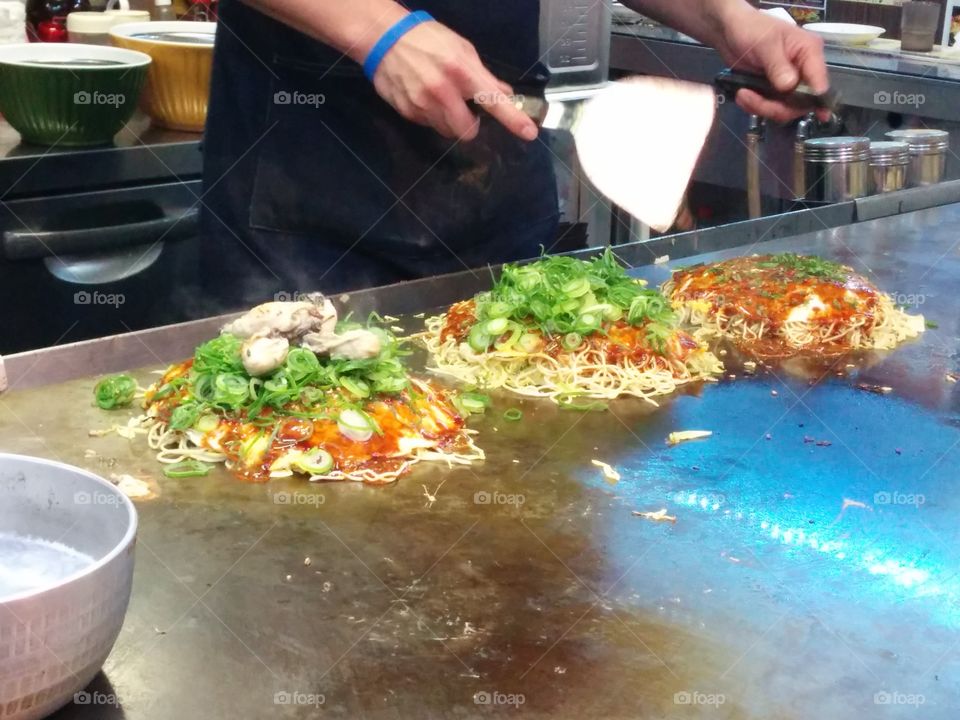 Hiroshima style okonomiyaki