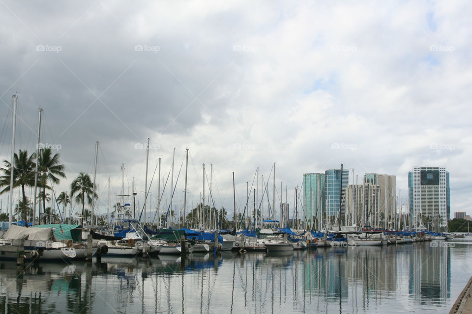 ocean sky dock harbor by mengzishiliu
