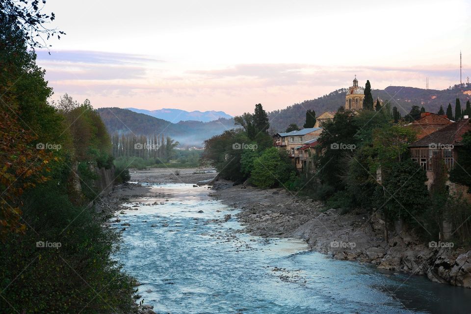 View on the river Rioni in Kutaisi, Georgia
