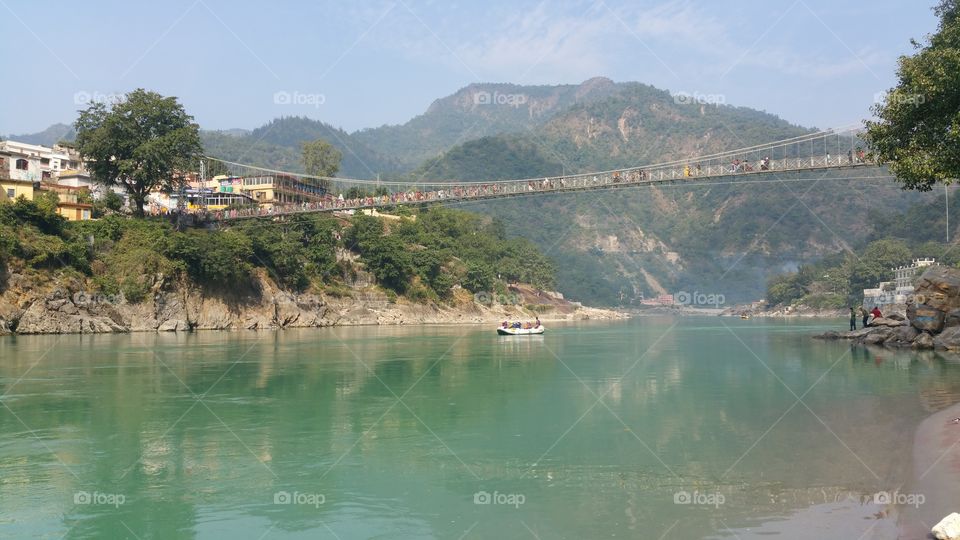 Rishikesh on the banks of Ganga river.