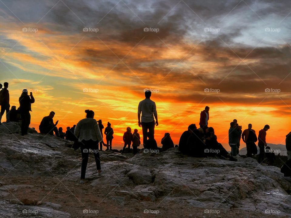 Day is done, Gone the sun!  Sunset worshippers! Sunset, humanity, sun, silhouette, people, sky, scenery 