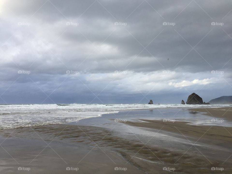 A rainy day in Cannon Beach, Oregon