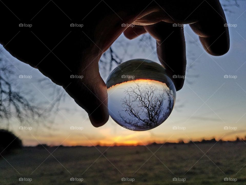 Colorful sunset through the Lens Ball
