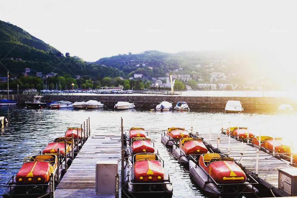 Boats at lake como