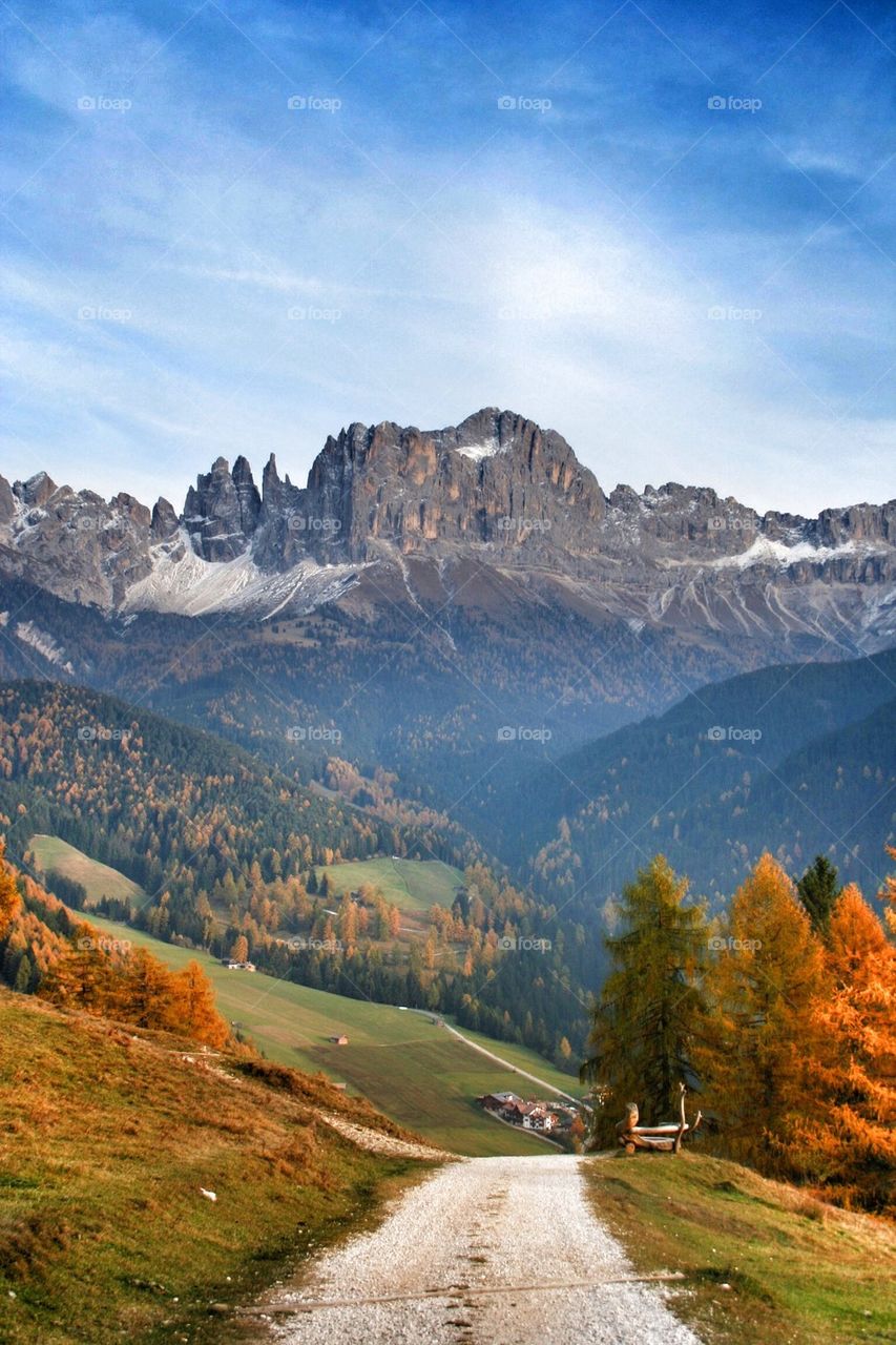 Latemar mountain range during autumn