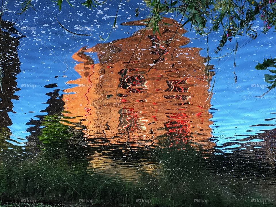 Capturing the colour of the bluest reflected in the River Wear Durham ... July 2019