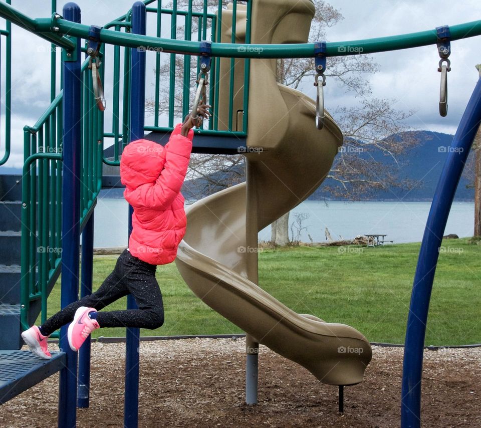 Child on playground equipment 