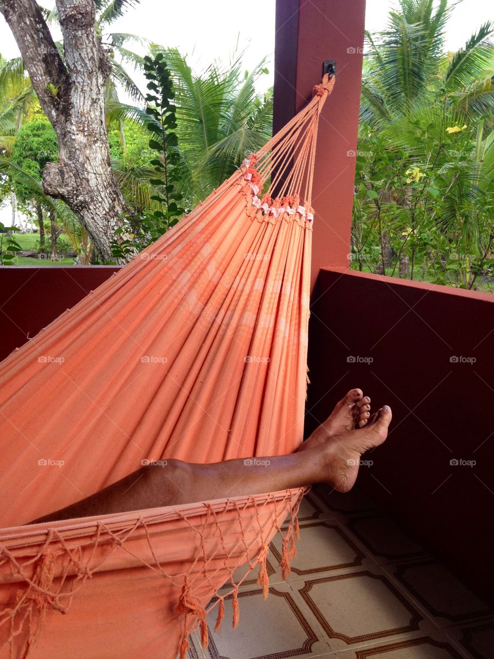 a hammock in the orange hammock on the porch