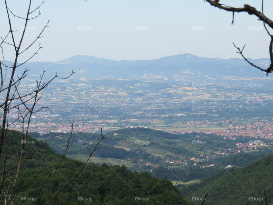 Mountain Jelica Cacak Serbia view of populated valley