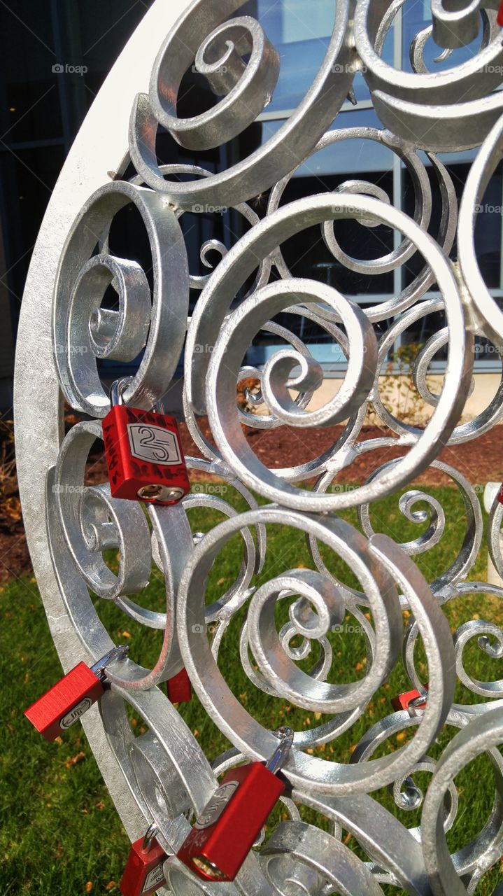 Padlocks on a steel heart